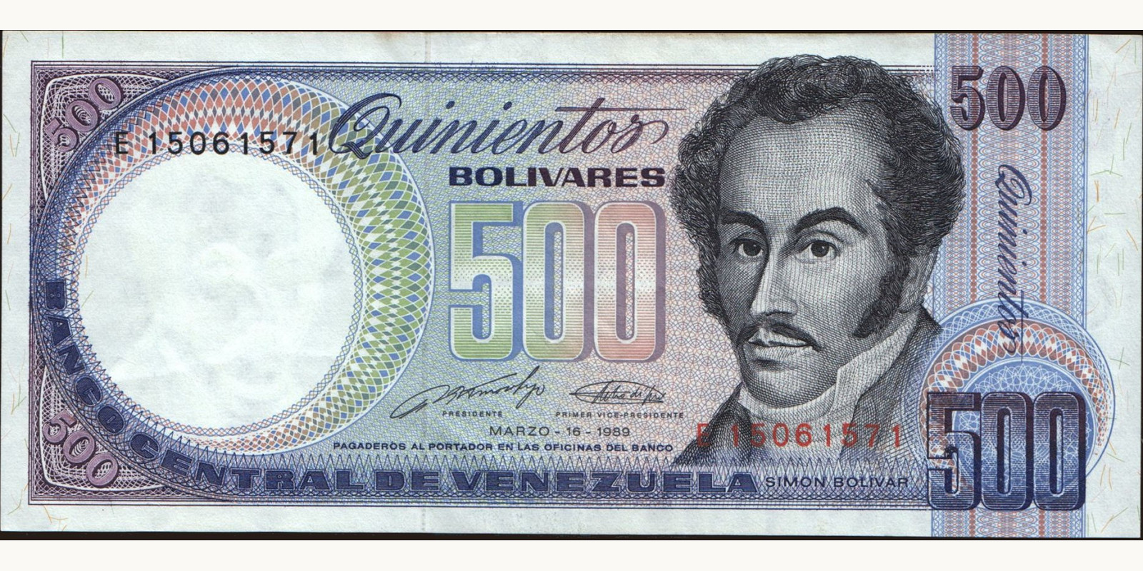 500 bolivars 1989