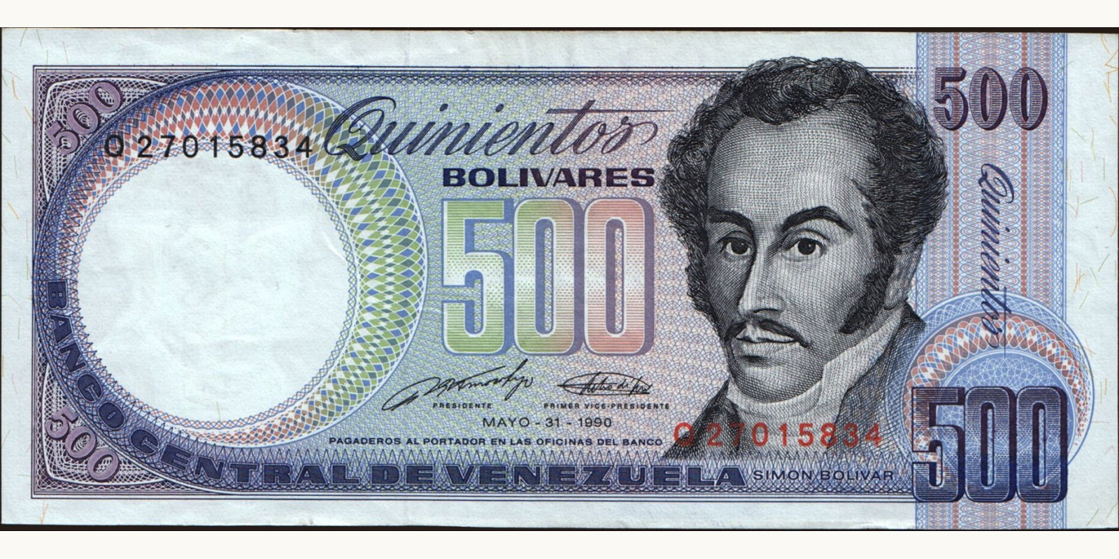 500 bolivars 1990