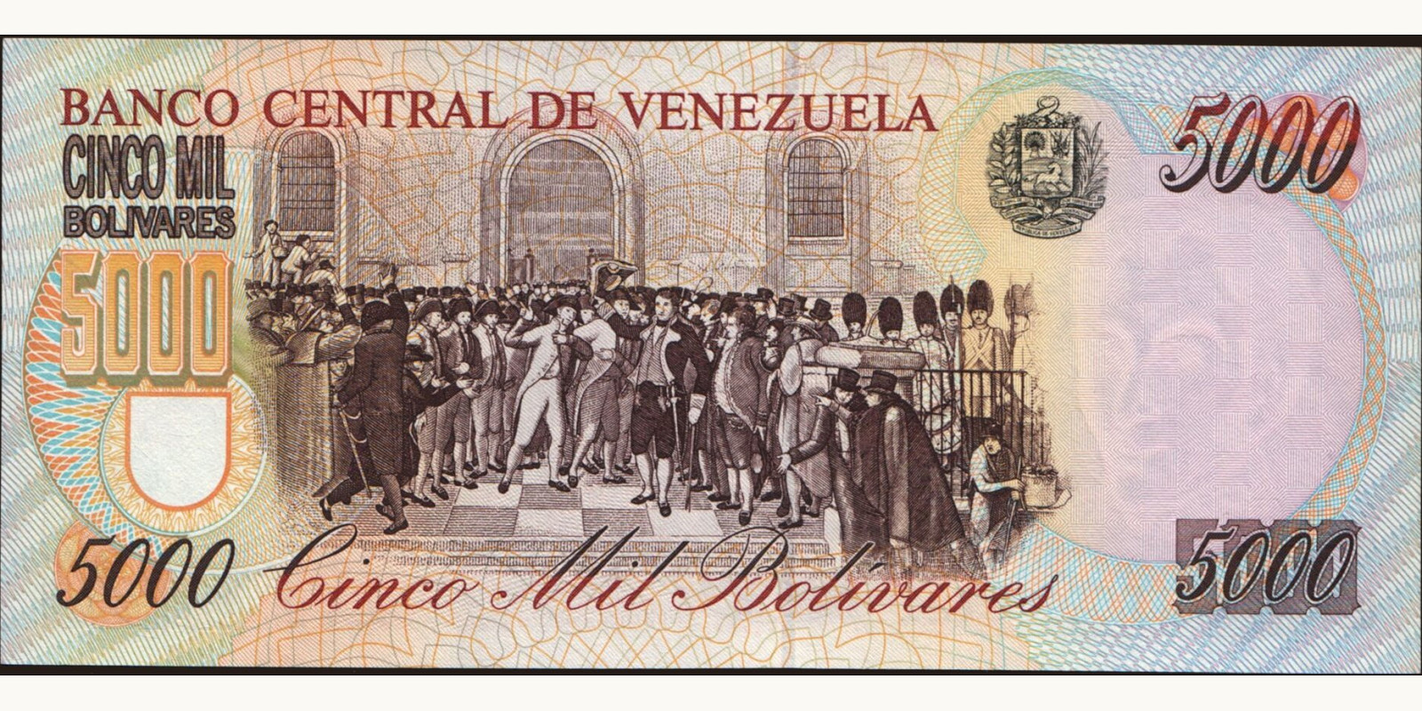 5000 bolivars Venezuela 1998 — Back side