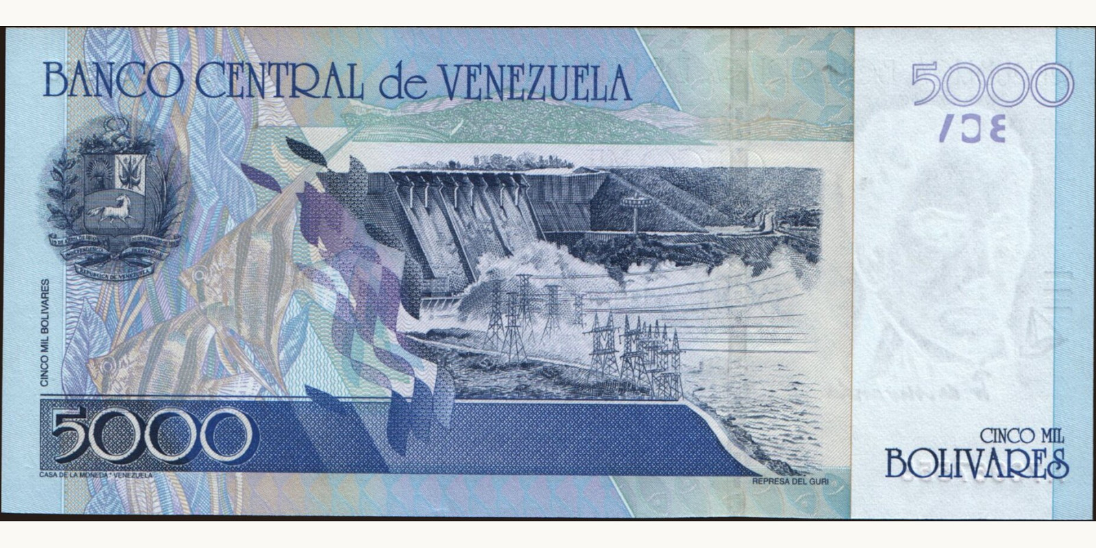 5000 bolivars Венесуэла 2002 — Оборотная сторона