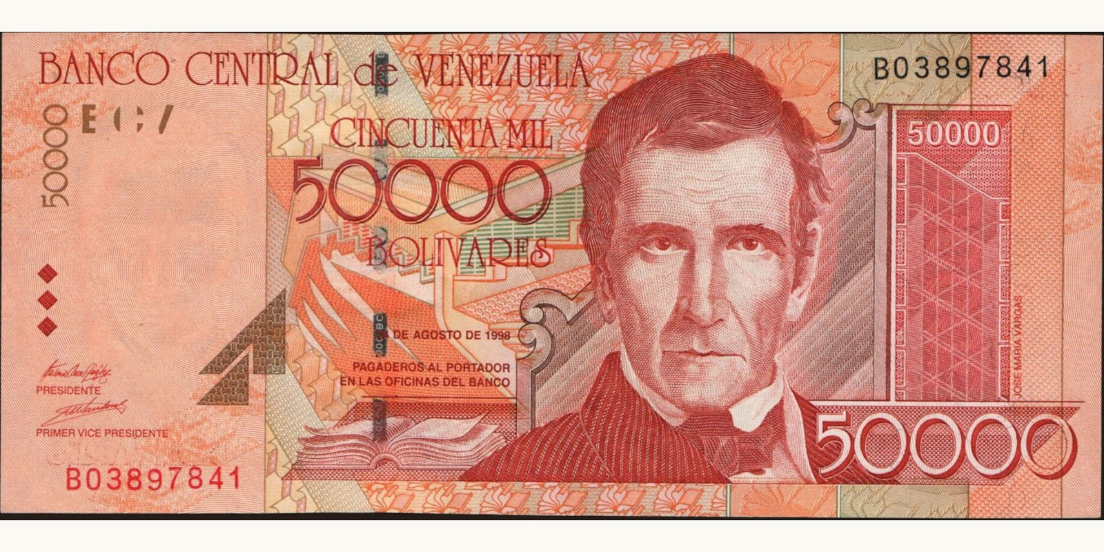 50000 bolivars Венесуэла 1998 — Лицевая сторона