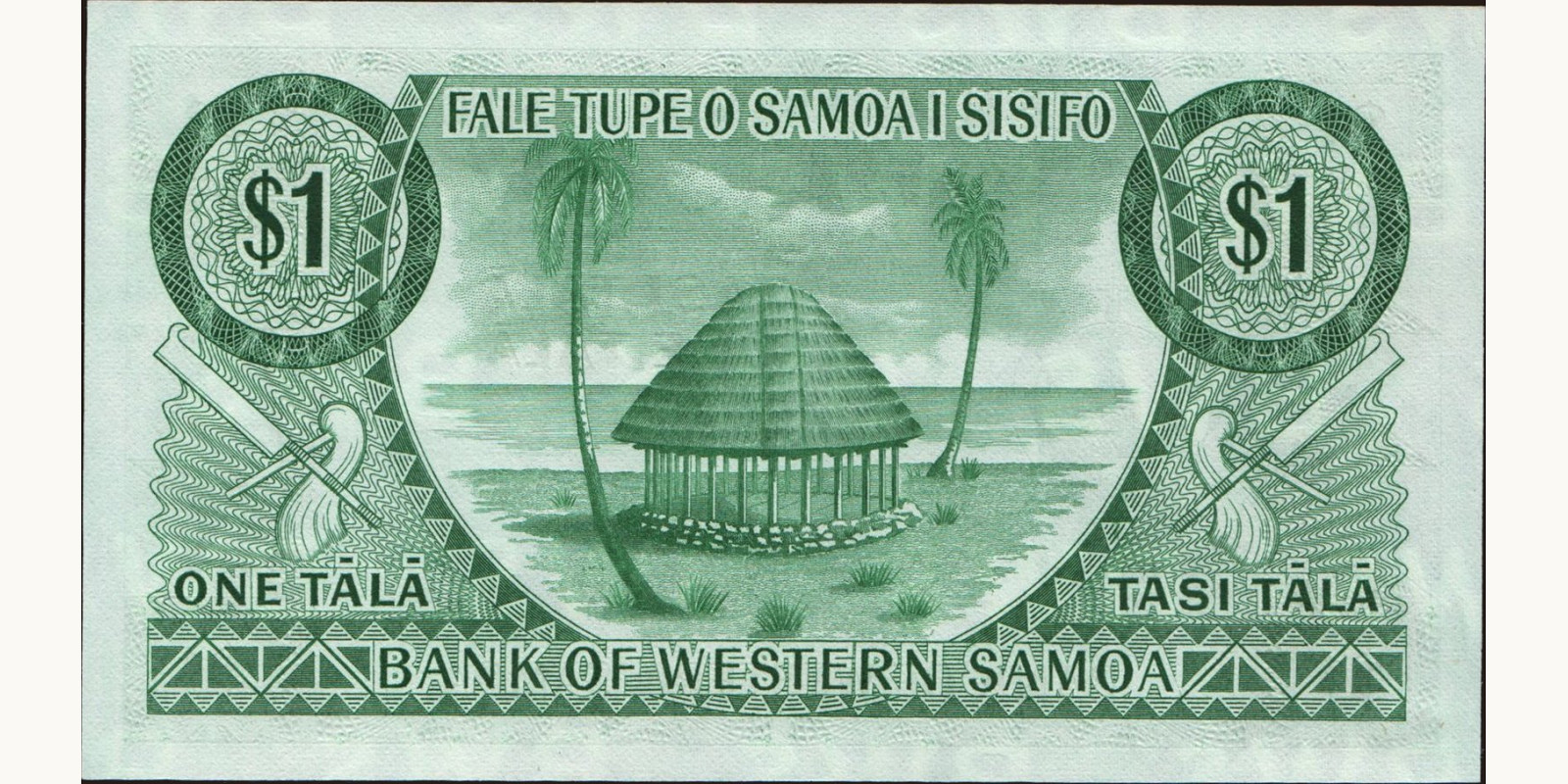 1 tala Самоа 1967 — Оборотная сторона