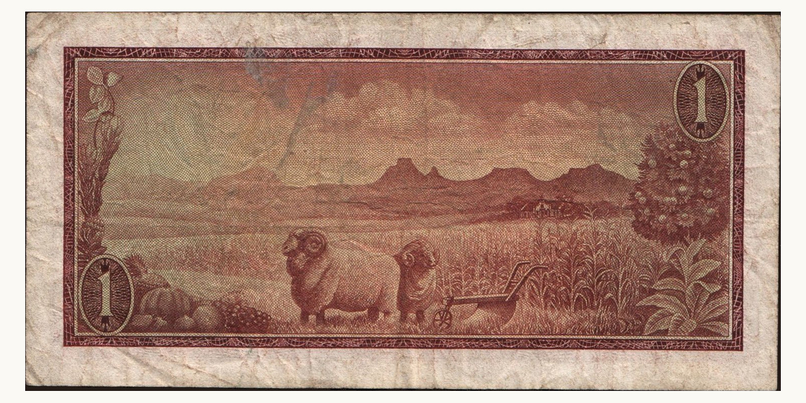 1 rand ЮАР 1966 — Оборотная сторона