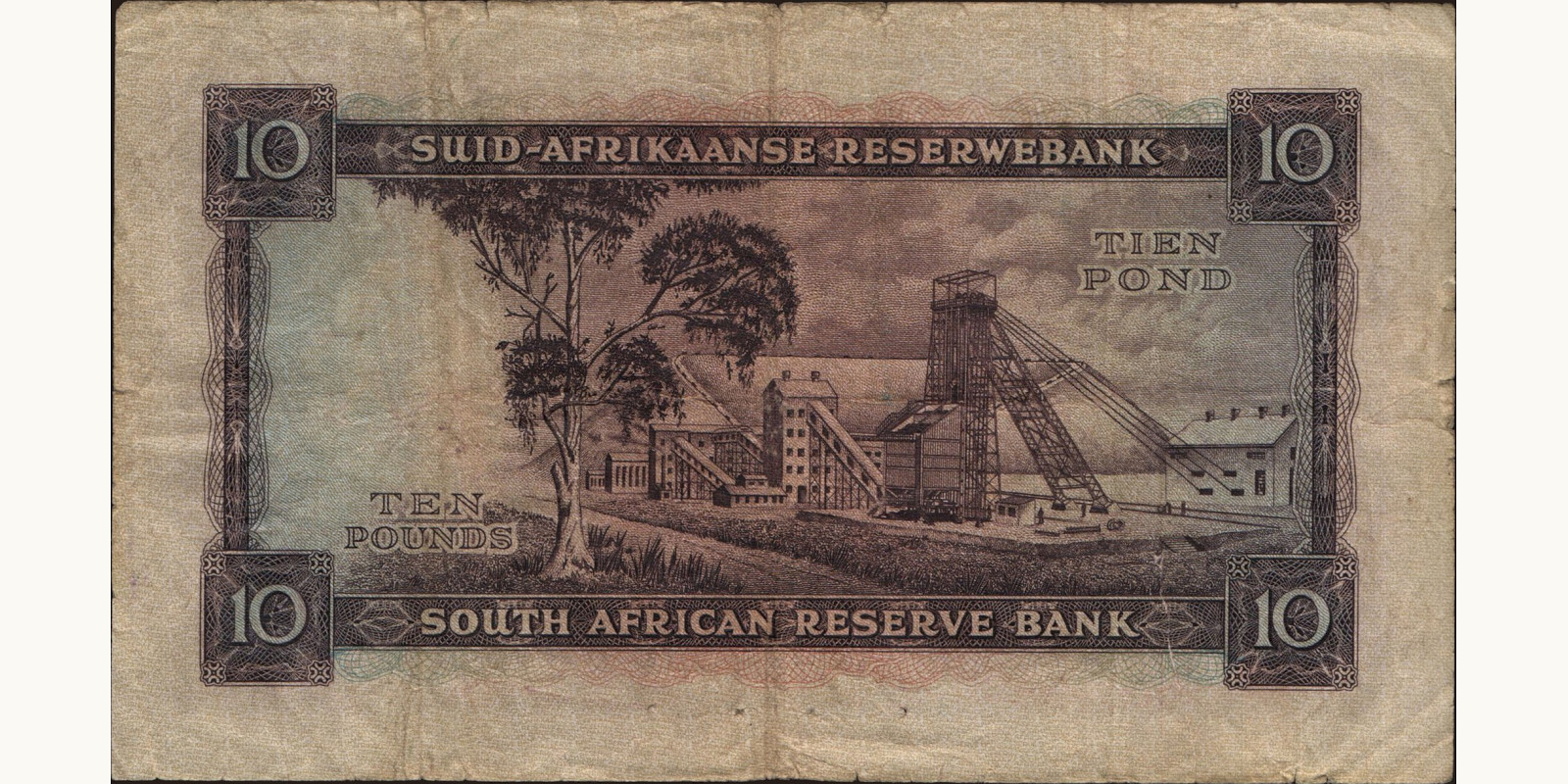 10 pounds South Africa 1953 — Back side