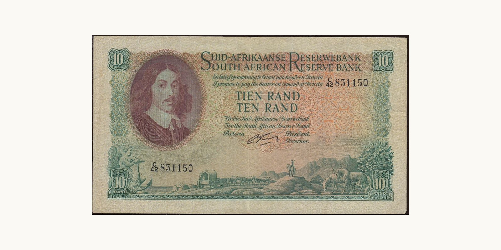 10 rand South Africa 1962 — Front side