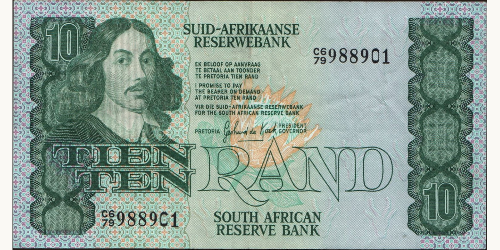10 rand ЮАР 1982 — Лицевая сторона