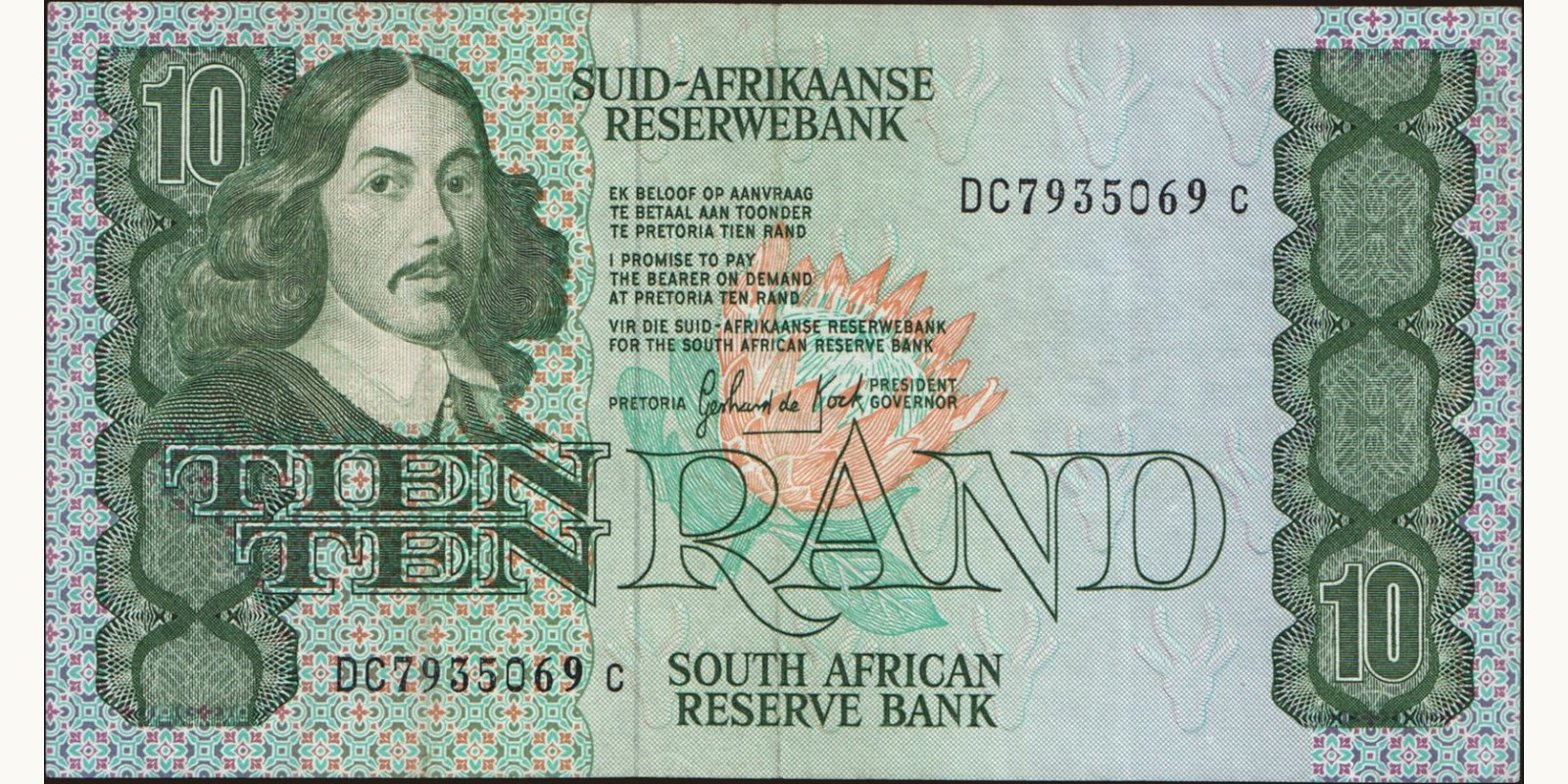 10 rand ЮАР 1985 — Лицевая сторона