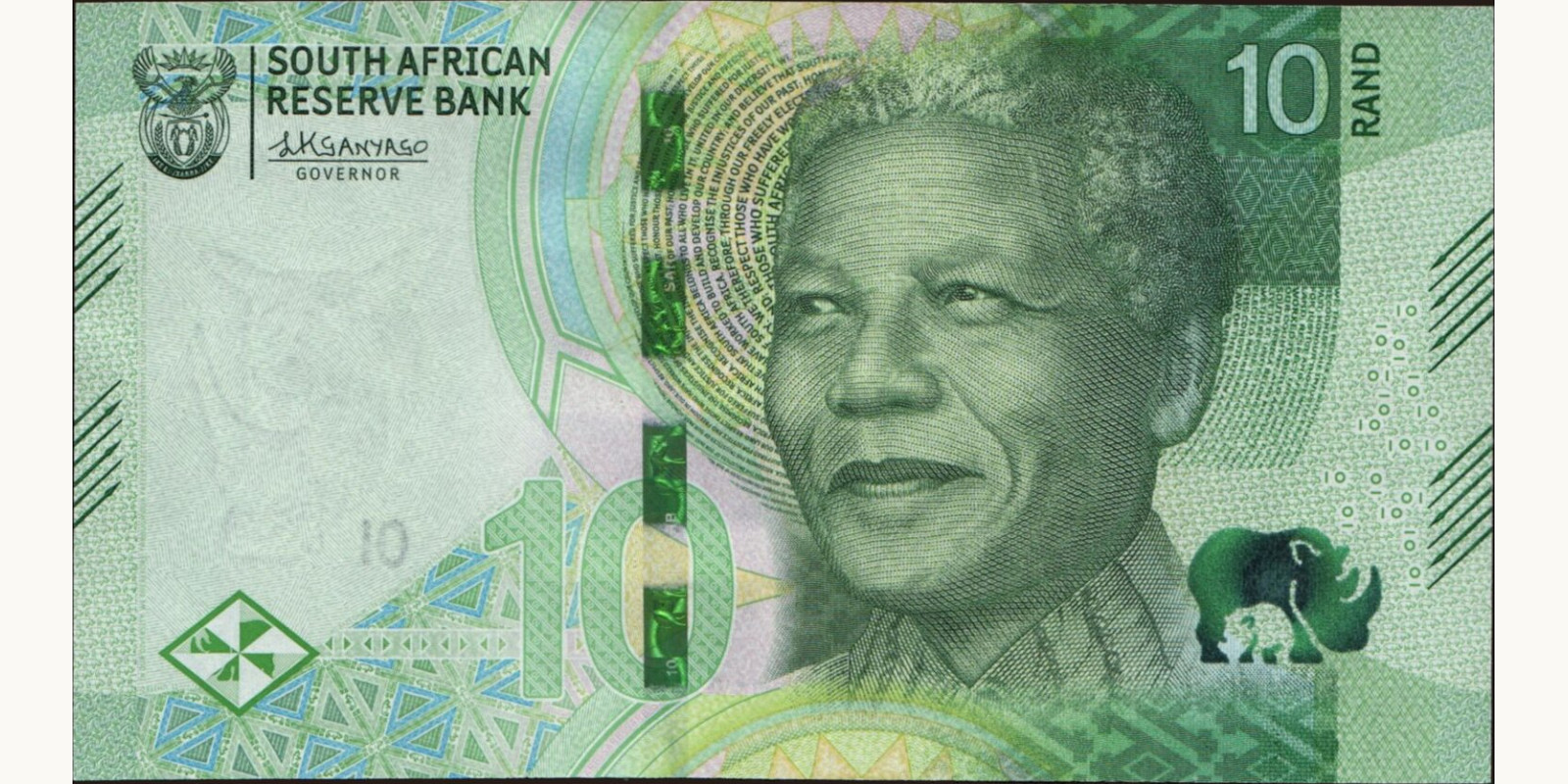 10 rand South Africa 2023 — Front side