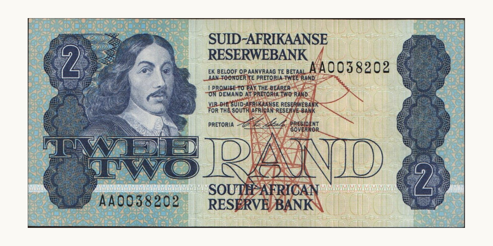 2 rand South Africa 1990 — Front side