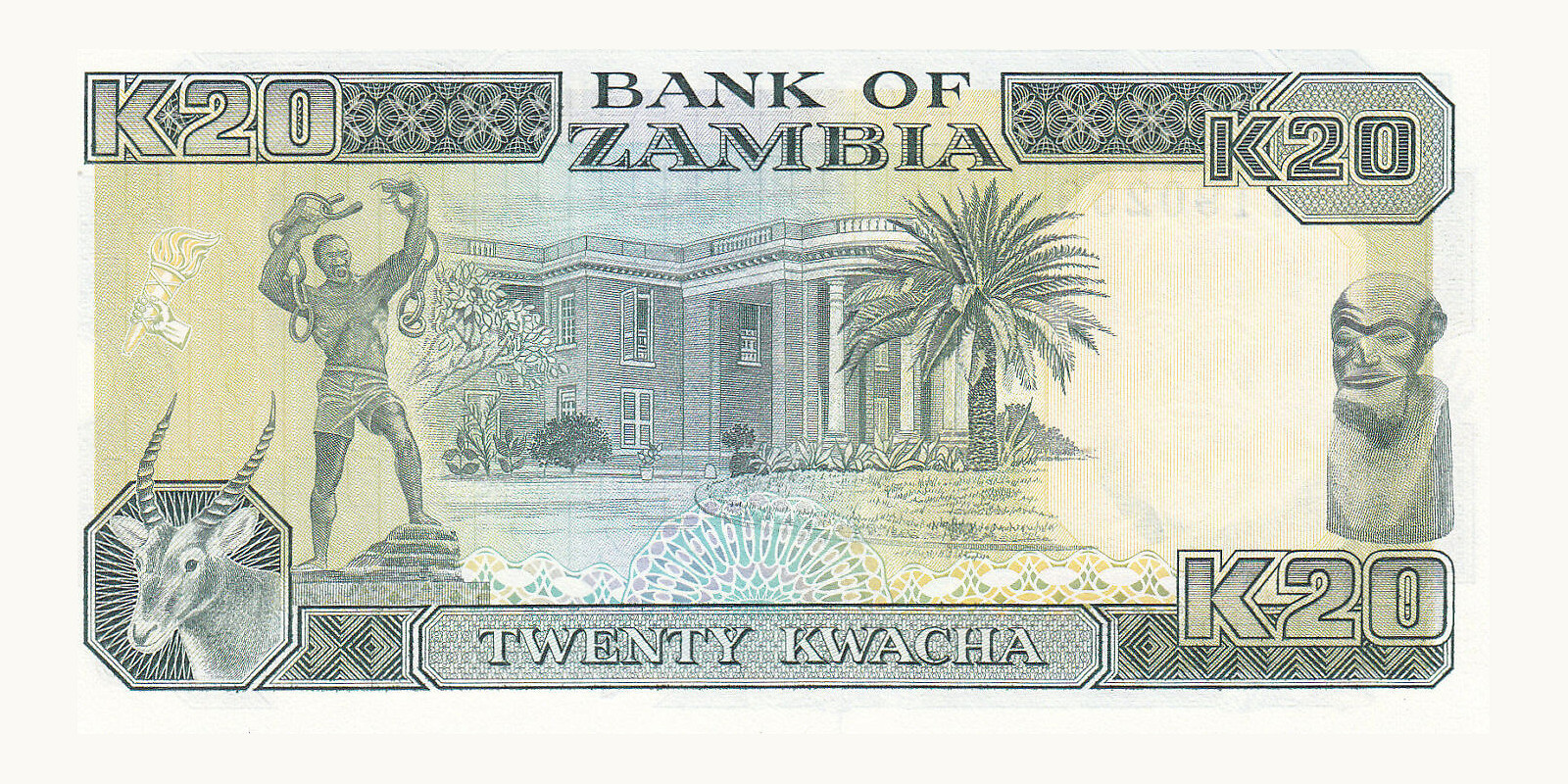 20 kwacha Замбия 1989 — Оборотная сторона