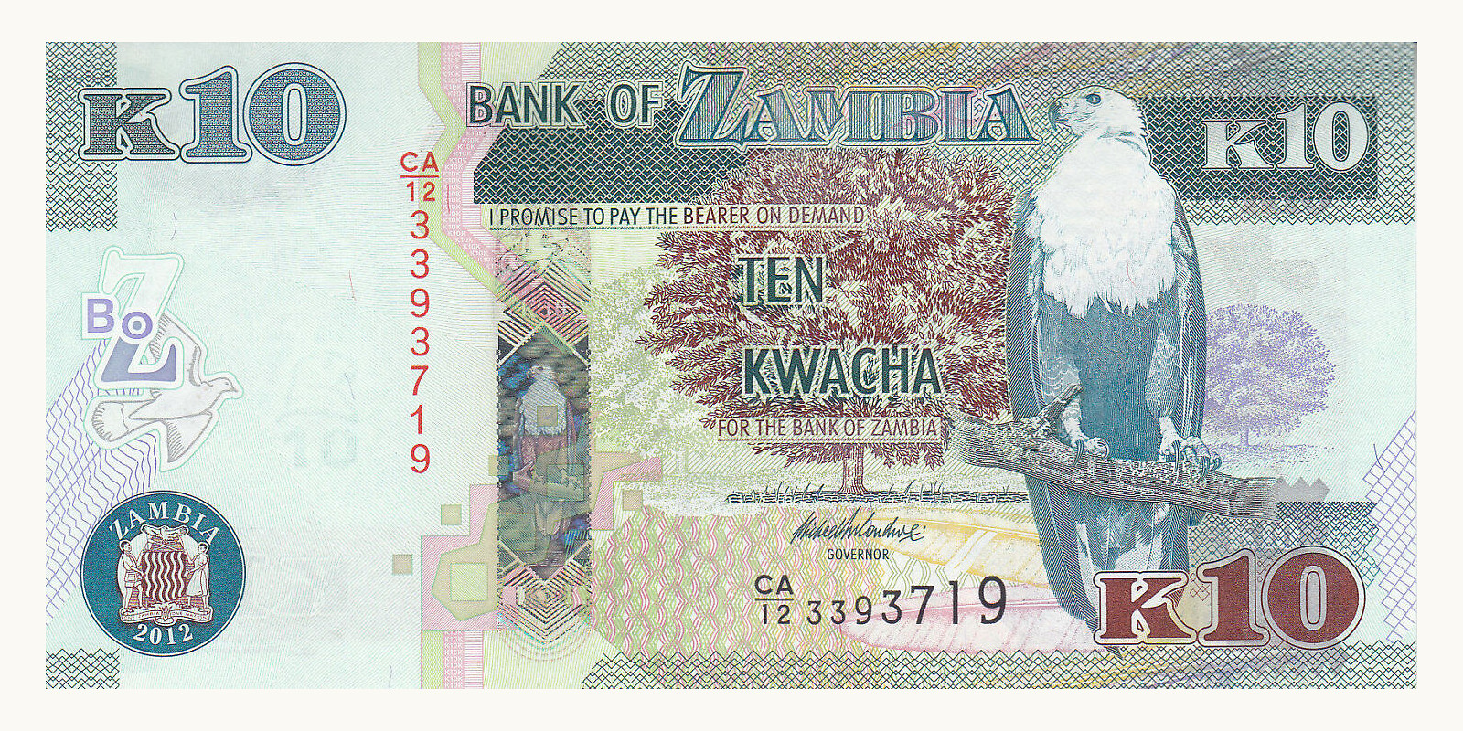10 kwacha Zambia 2012 — Front side