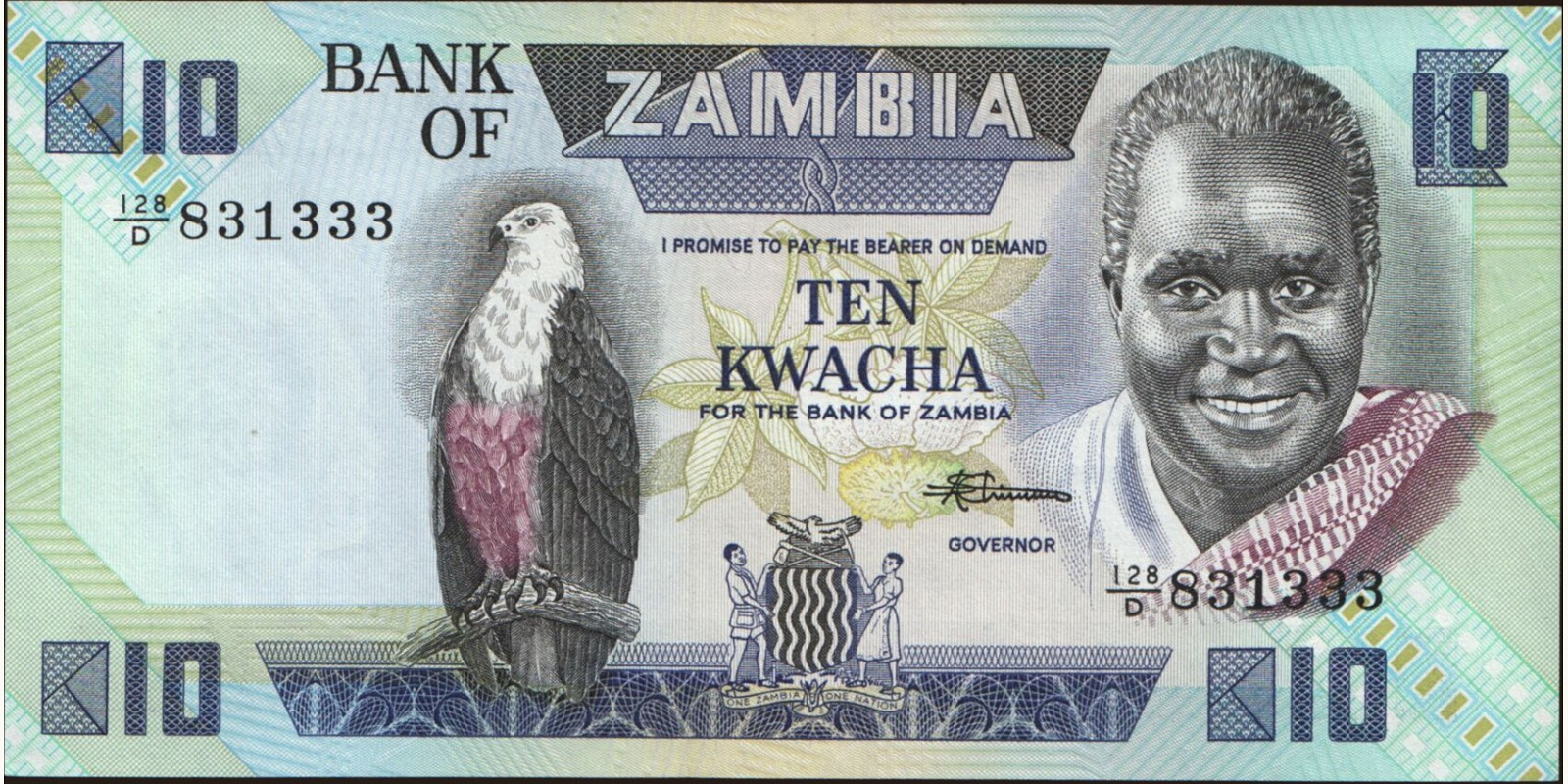 10 kwacha Zambia 1986 — Front side