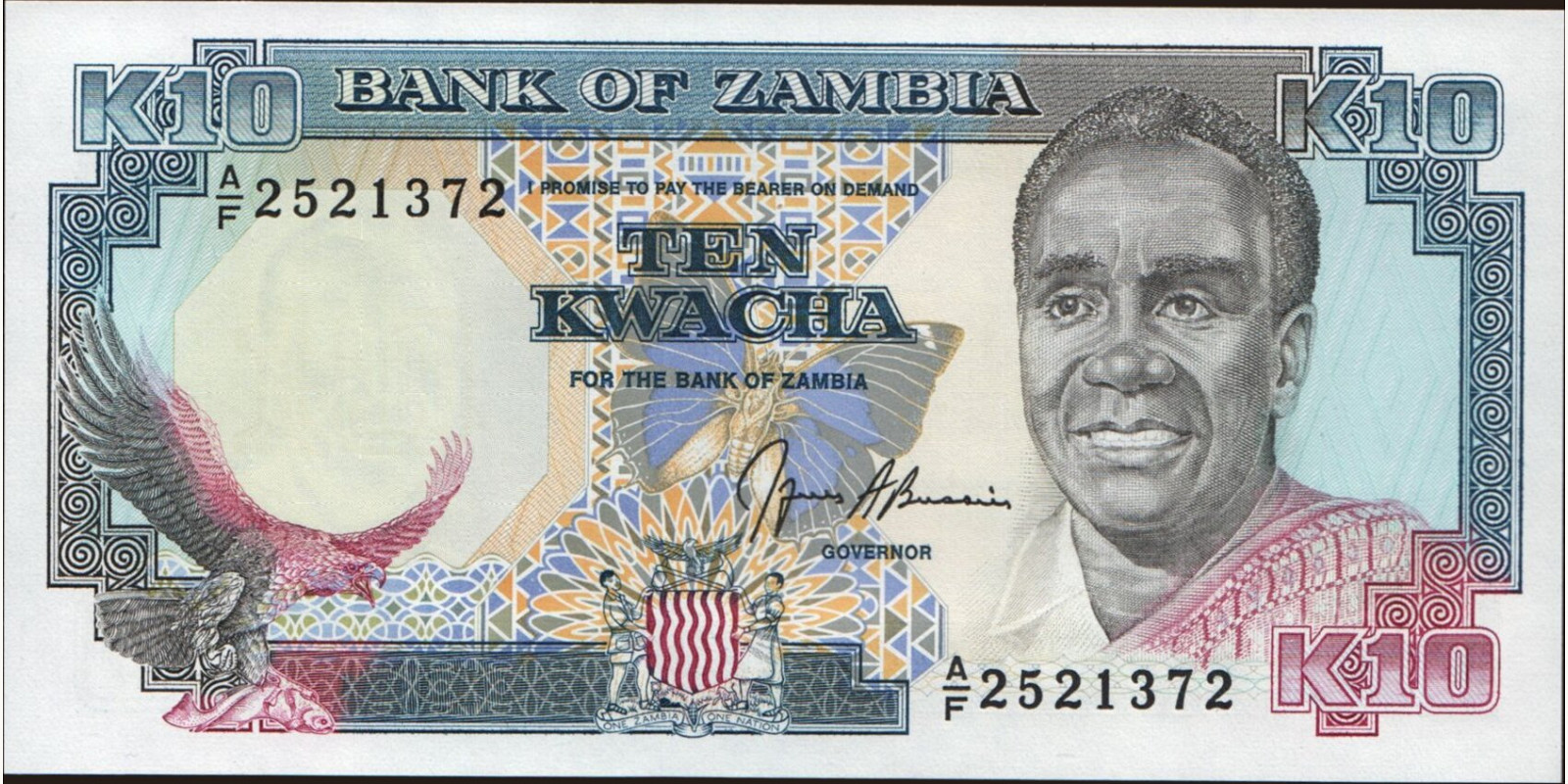 10 kwacha Zambia 1991 — Front side