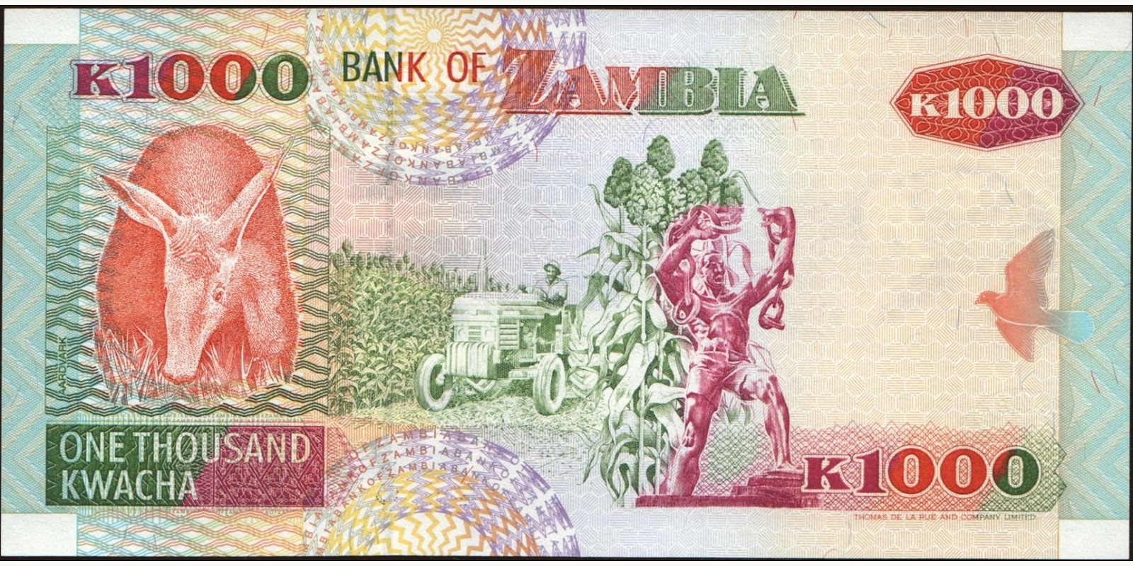 1000 kwacha Замбия 1992 — Оборотная сторона