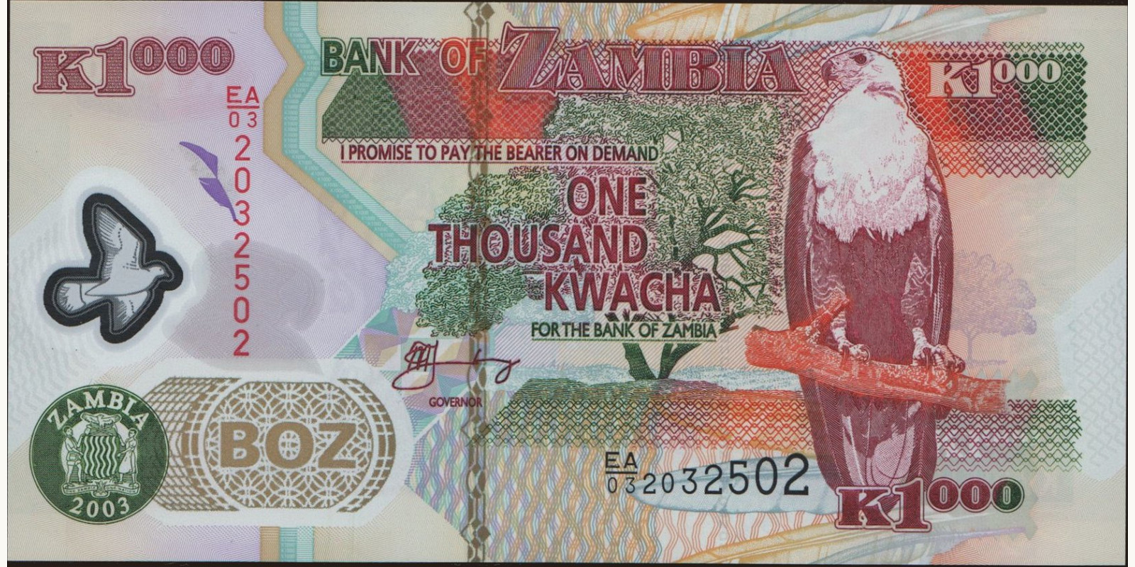 1000 kwacha Замбия 2003 — Лицевая сторона