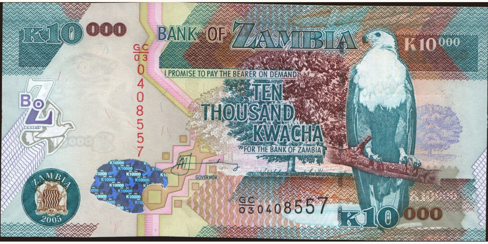10000 kwacha Замбия 2005 — Лицевая сторона