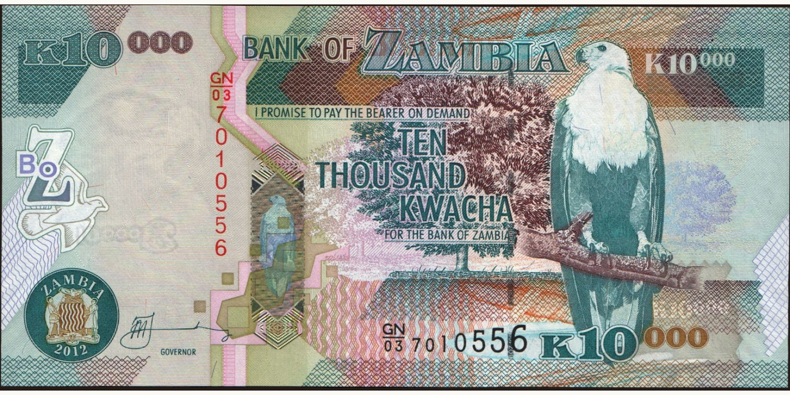 10000 kwacha Замбия 2012 — Лицевая сторона