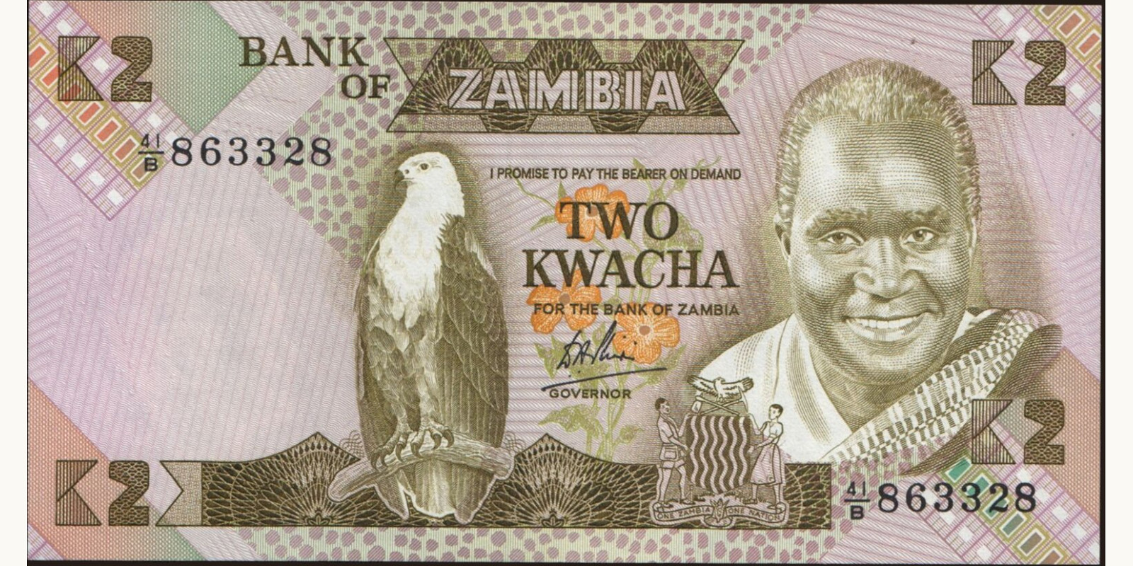 2 kwacha Zambia 1984 — Front side