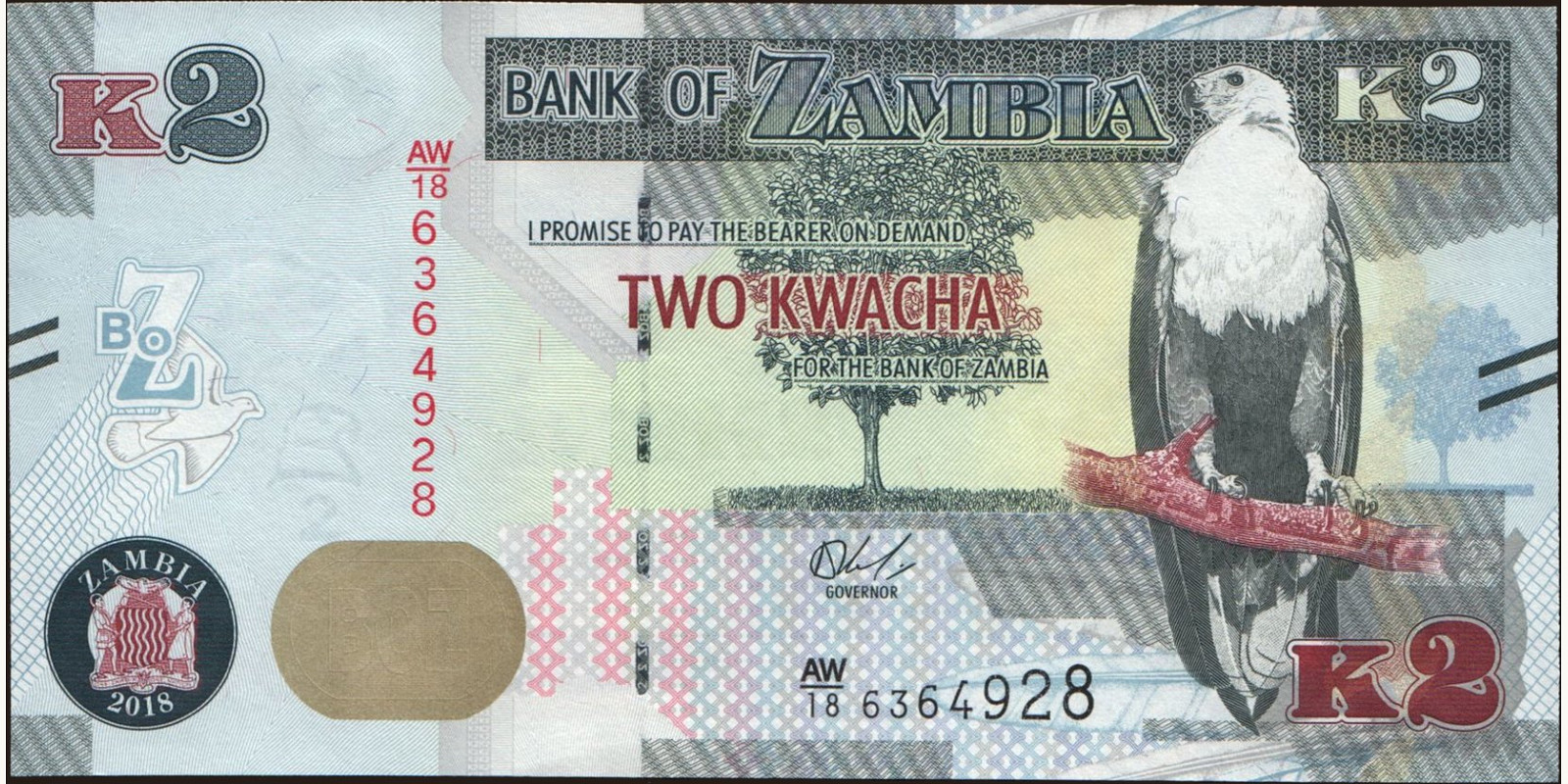 2 kwacha Zambia 2018 — Front side