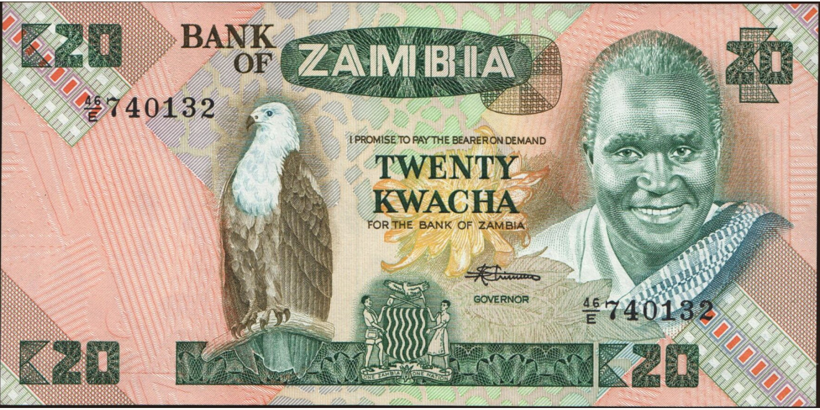 20 kwacha Замбия 1986 — Лицевая сторона