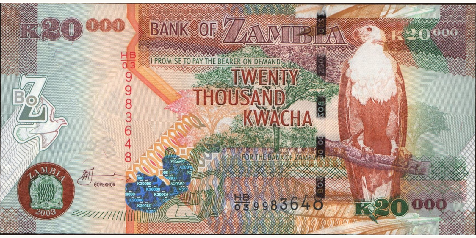 20000 kwacha Замбия 2003 — Лицевая сторона