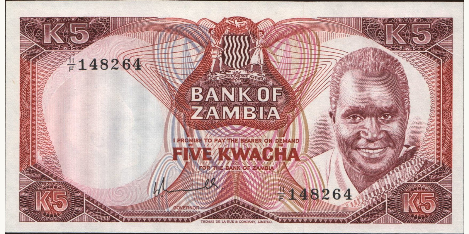 5 kwacha Замбия 1976 — Лицевая сторона
