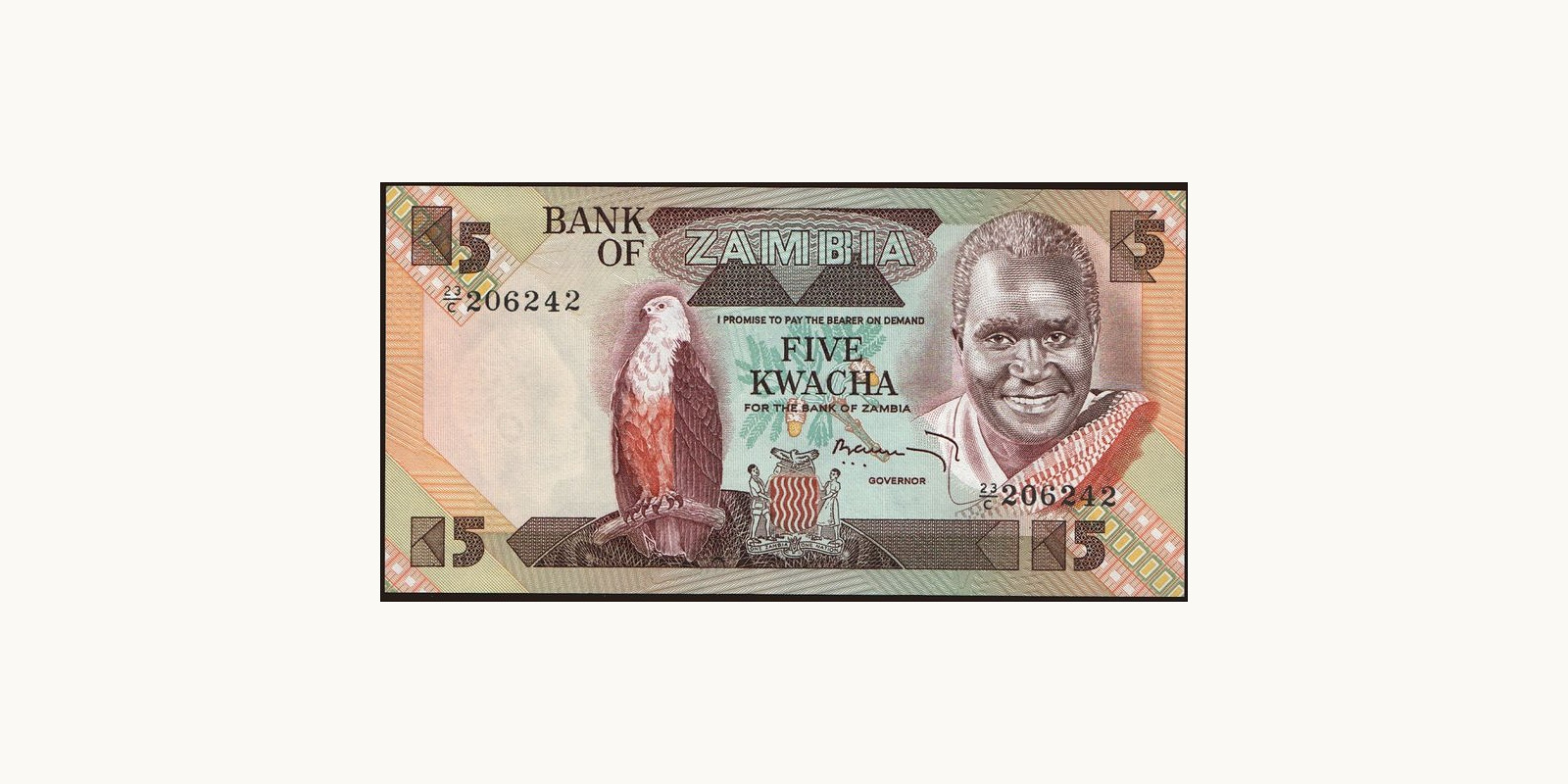5 kwacha Zambia 1982 — Front side