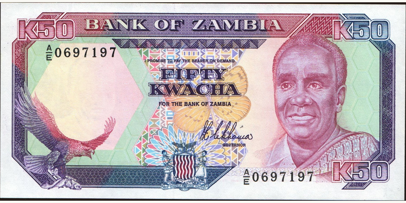 50 kwacha Замбия 1989 — Лицевая сторона