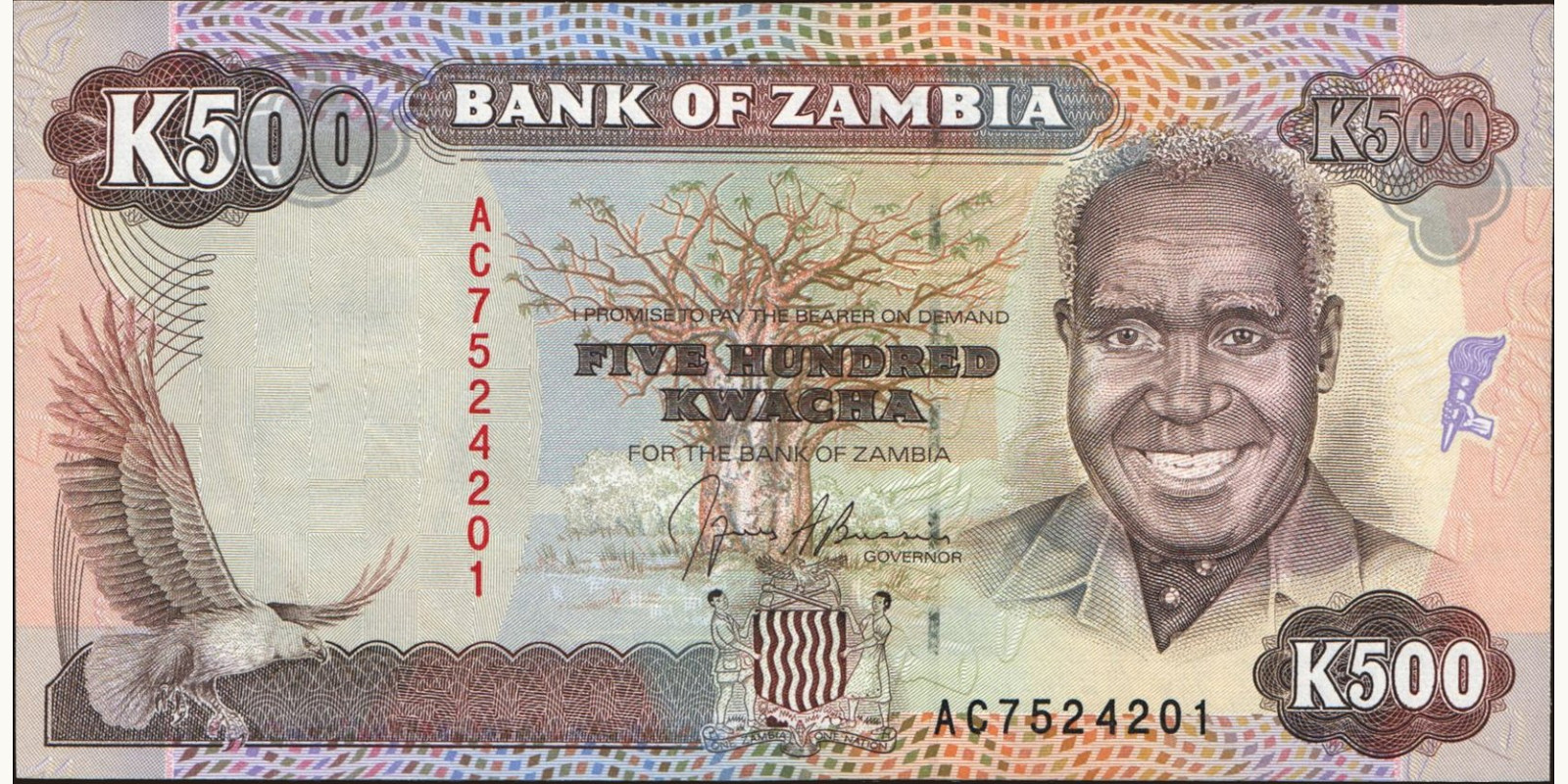 500 kwacha Zambia 1991 — Front side