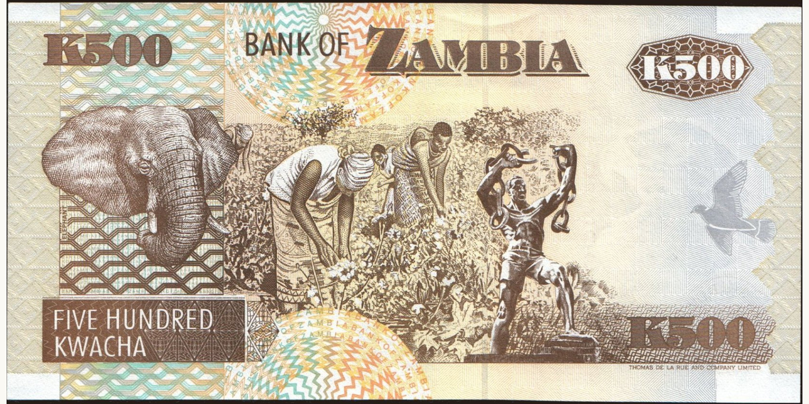 500 kwacha Zambia 1992 — Back side