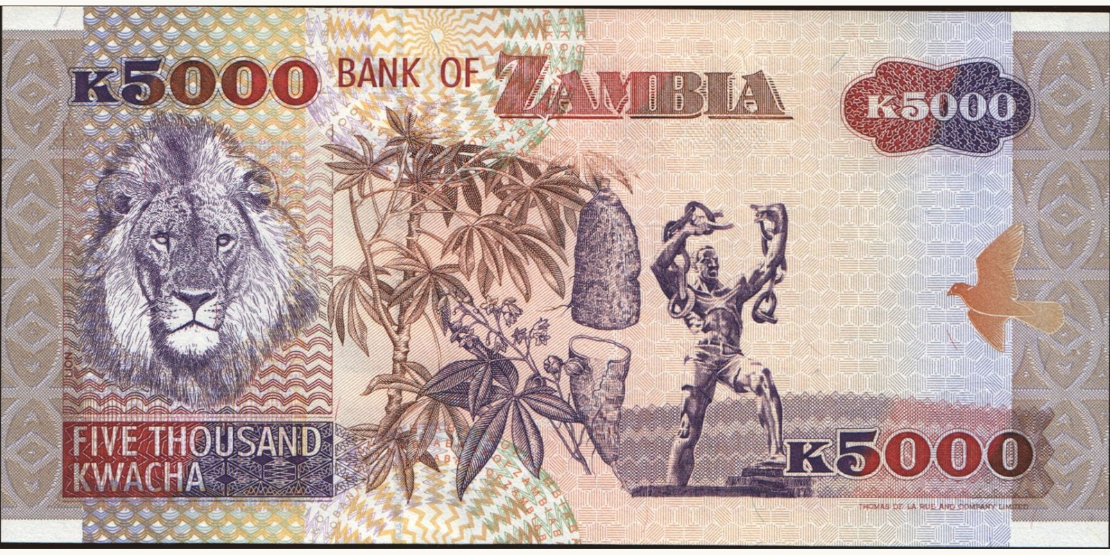 5000 kwacha Zambia 1992 — Back side