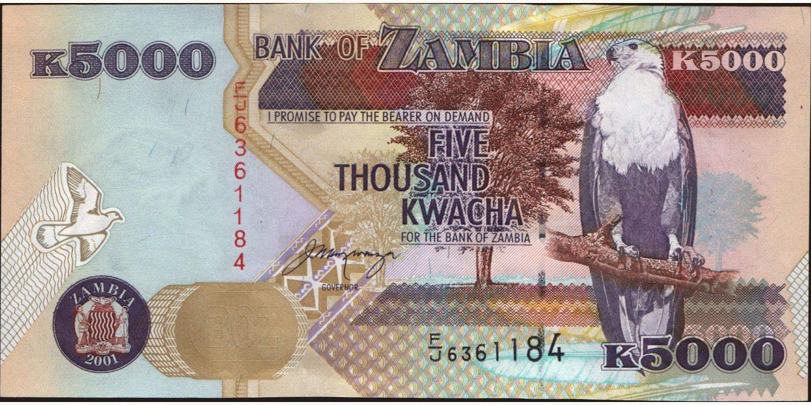 5000 kwacha Zambia 2003 — Front side