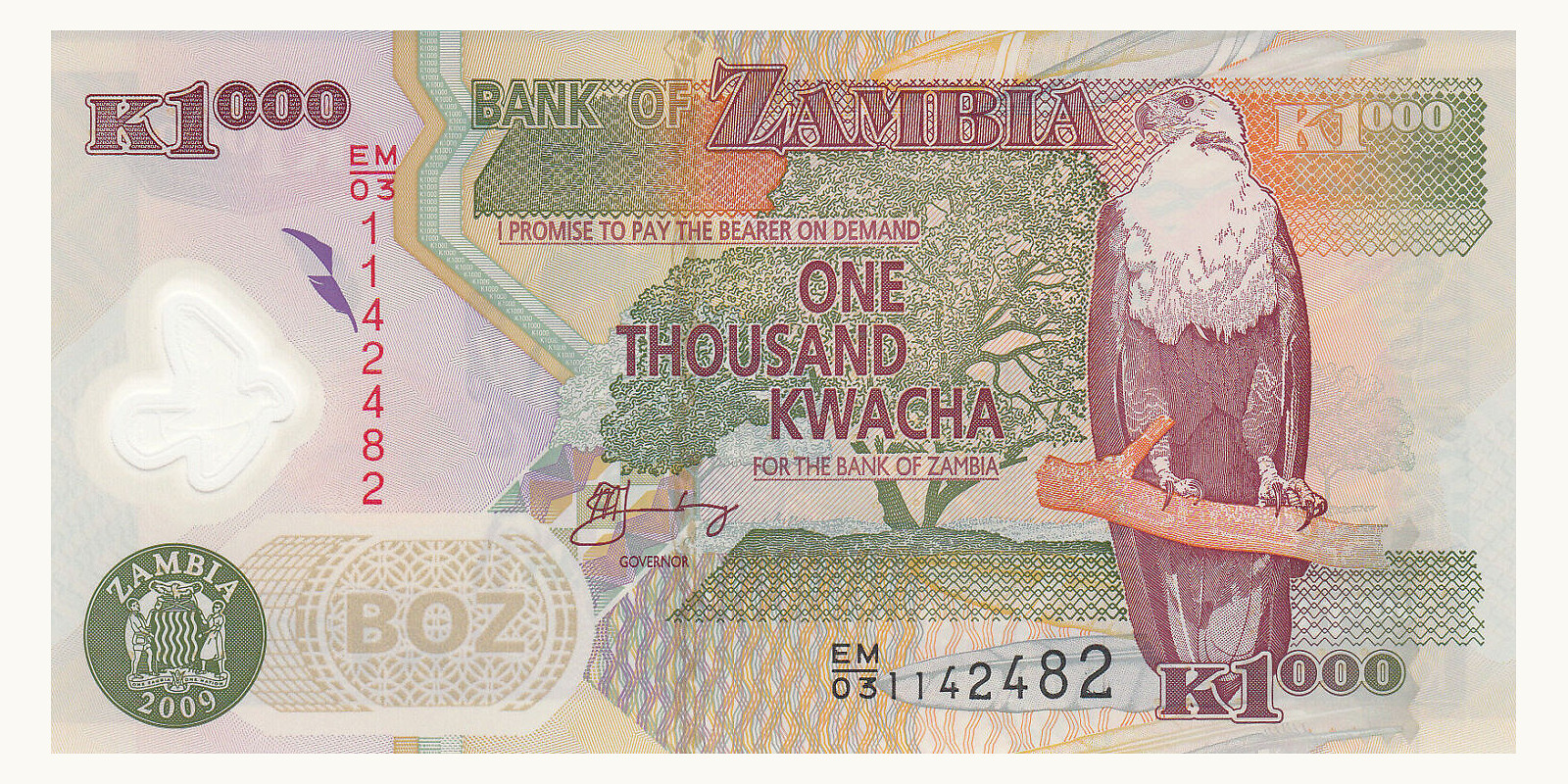 1000 kwacha Zambia 2009 — Front side