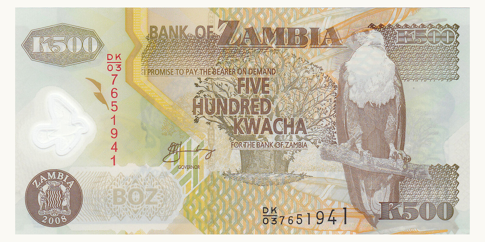 500 kwacha Замбия 2008 — Лицевая сторона
