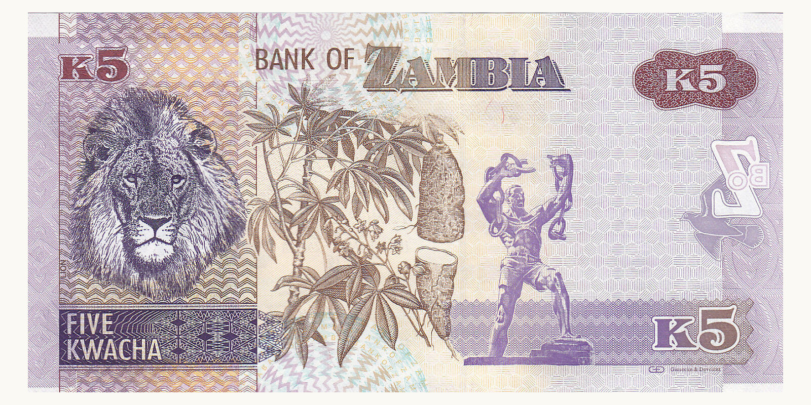 5 kwacha Замбия 2012 — Оборотная сторона