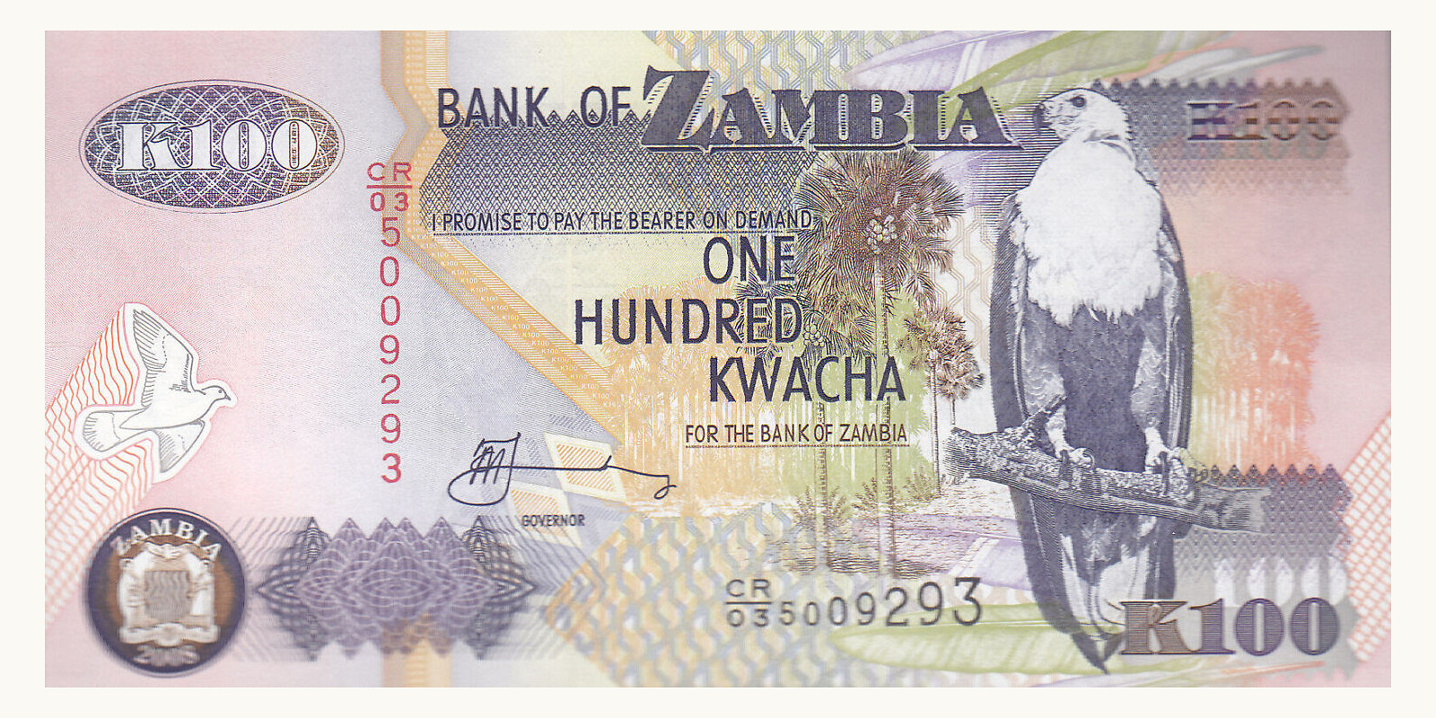 100 kwacha Zambia 2008 — Front side