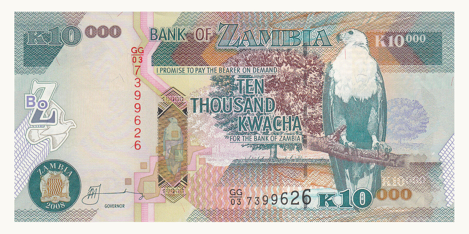 10 kwacha Замбия 2008 — Лицевая сторона