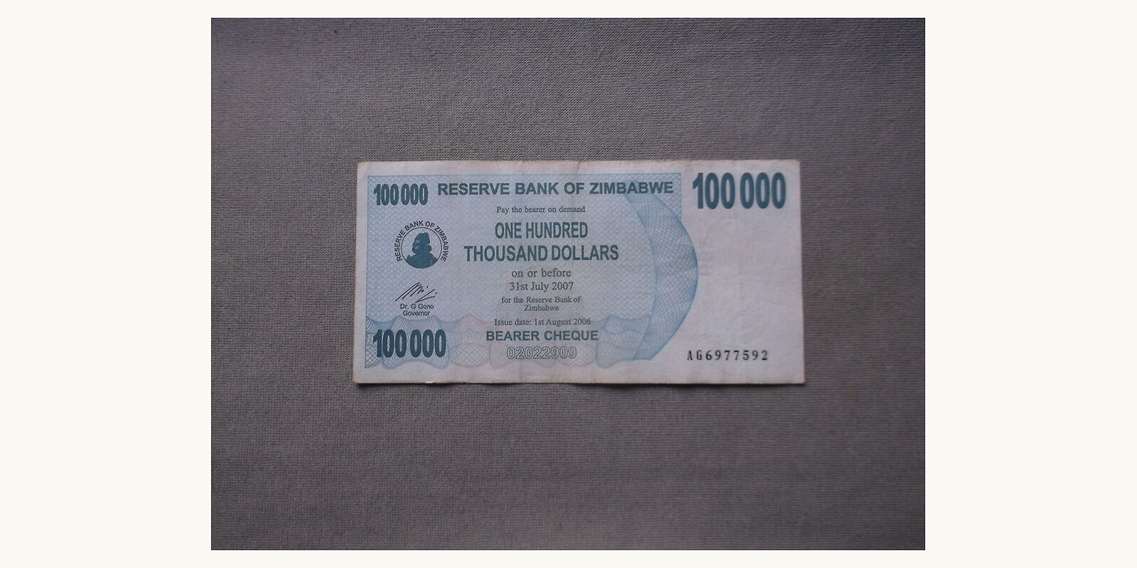 100000 dollars Zimbabwe 2006 — Front side