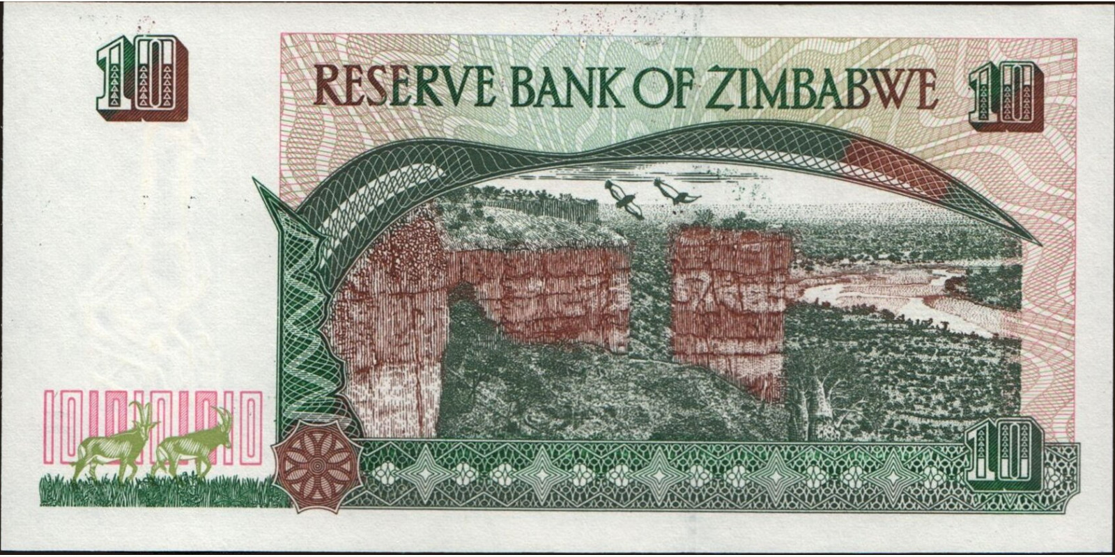 10 dollars Zimbabwe 1997 — Back side
