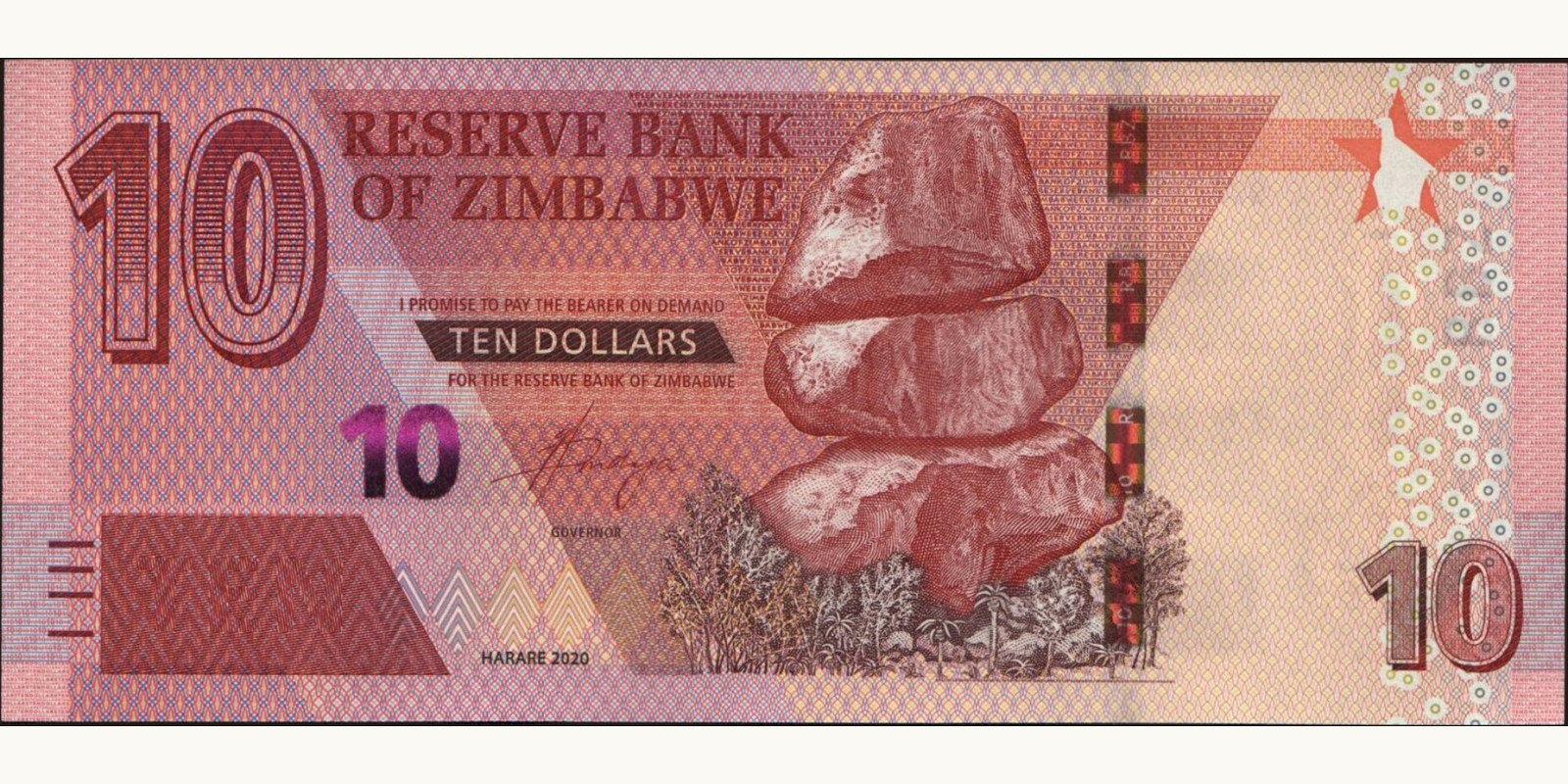 10 dollars Зимбабве 2020 — Лицевая сторона