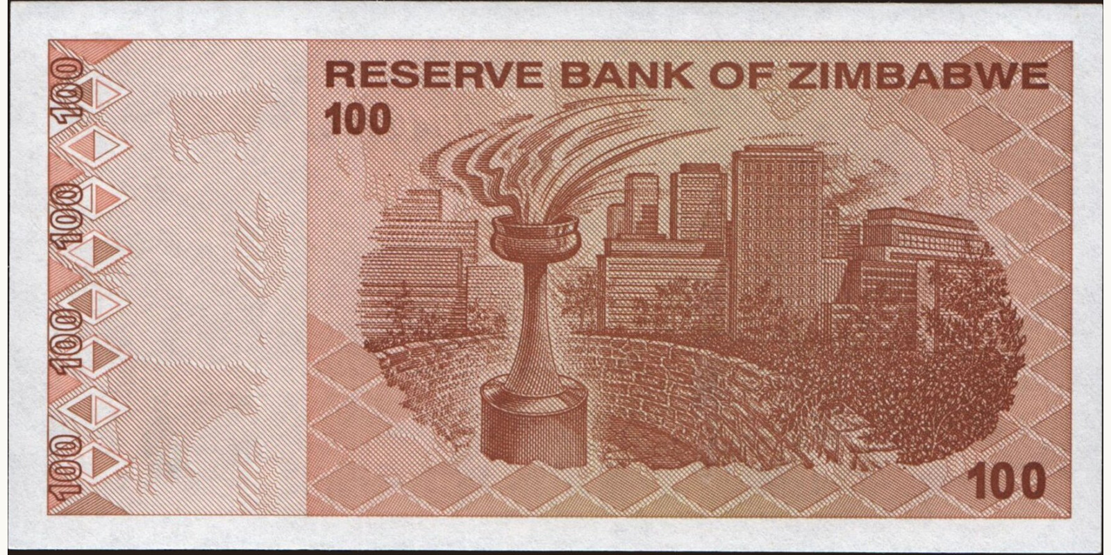 100 dollars Zimbabwe 2009 — Back side