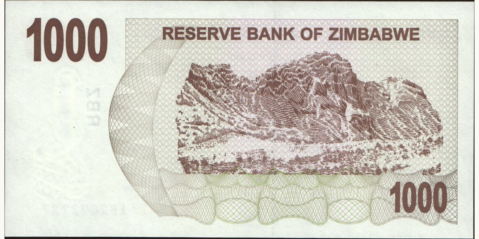 1000 dollars Зимбабве 2006 — Оборотная сторона