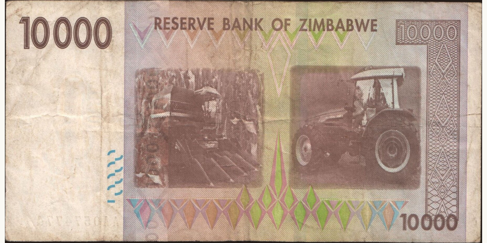 10000 dollars Зимбабве 2008 — Оборотная сторона