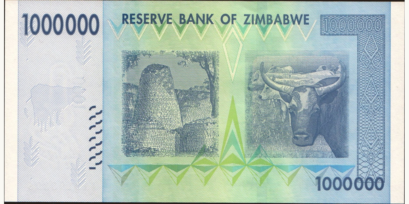 1000000 dollars Zimbabwe 2008 — Back side