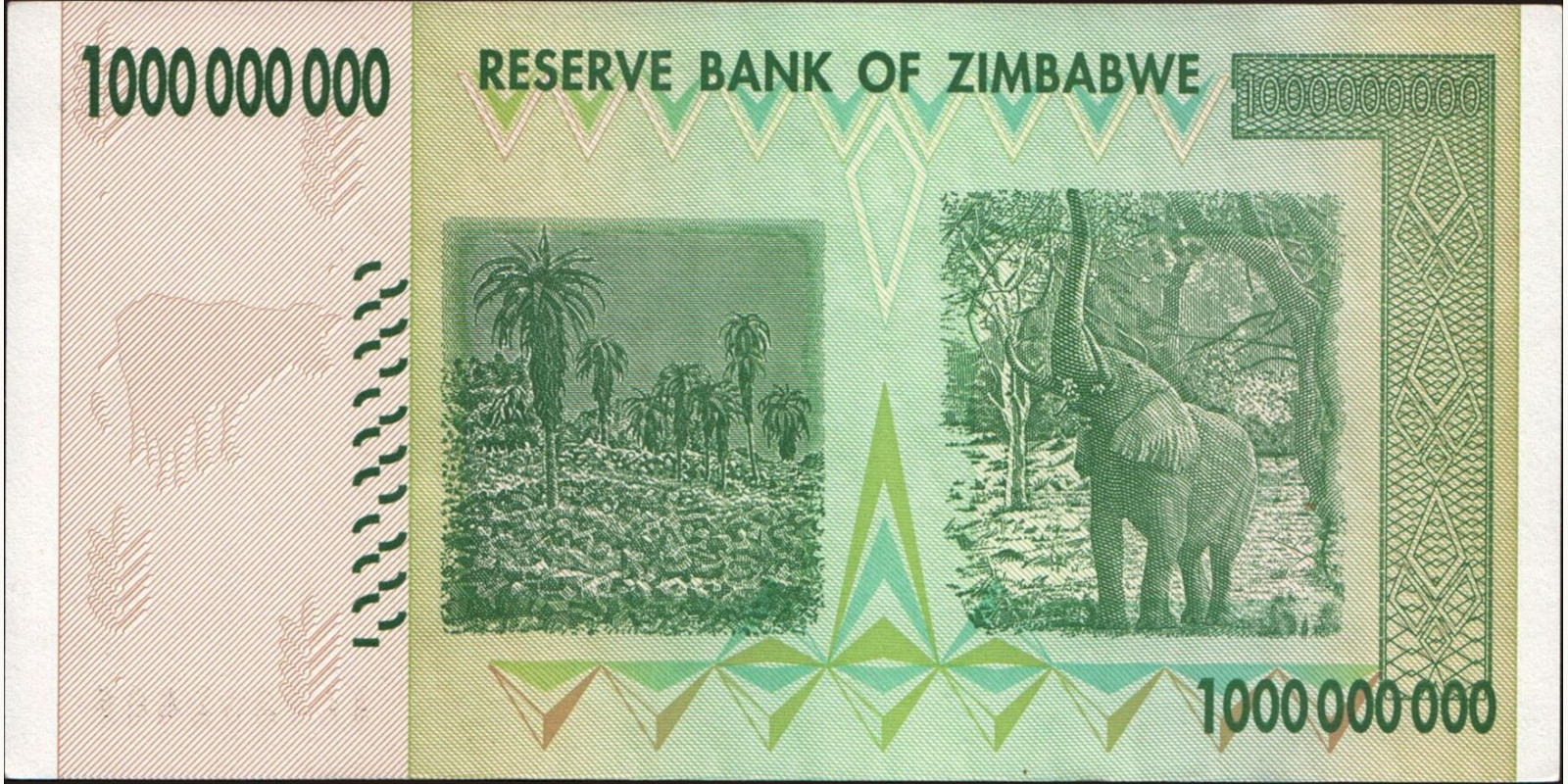 1000000000 dollars Zimbabwe 2008 — Back side