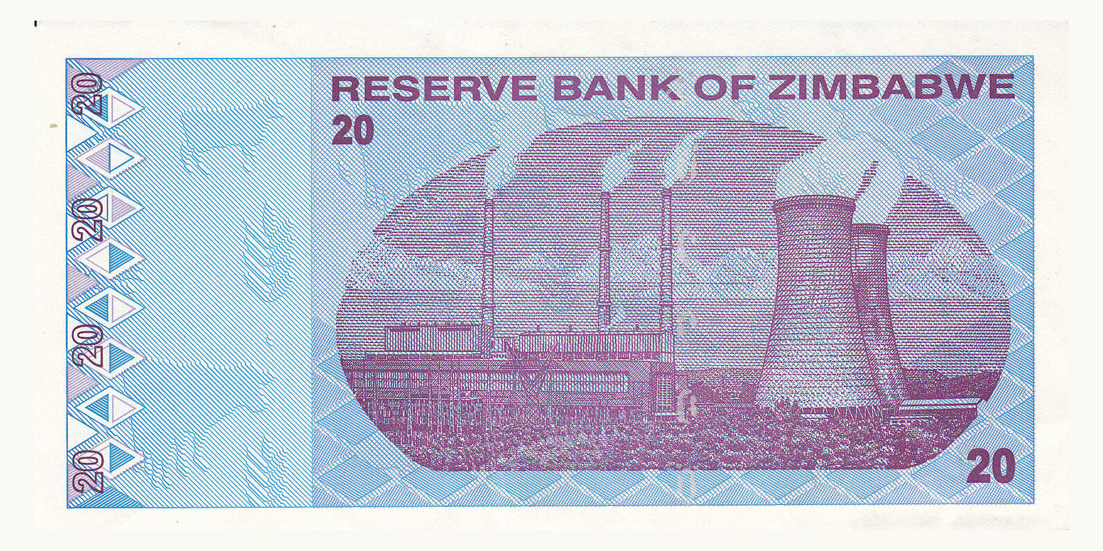 20 dollars Зимбабве 2009 — Оборотная сторона