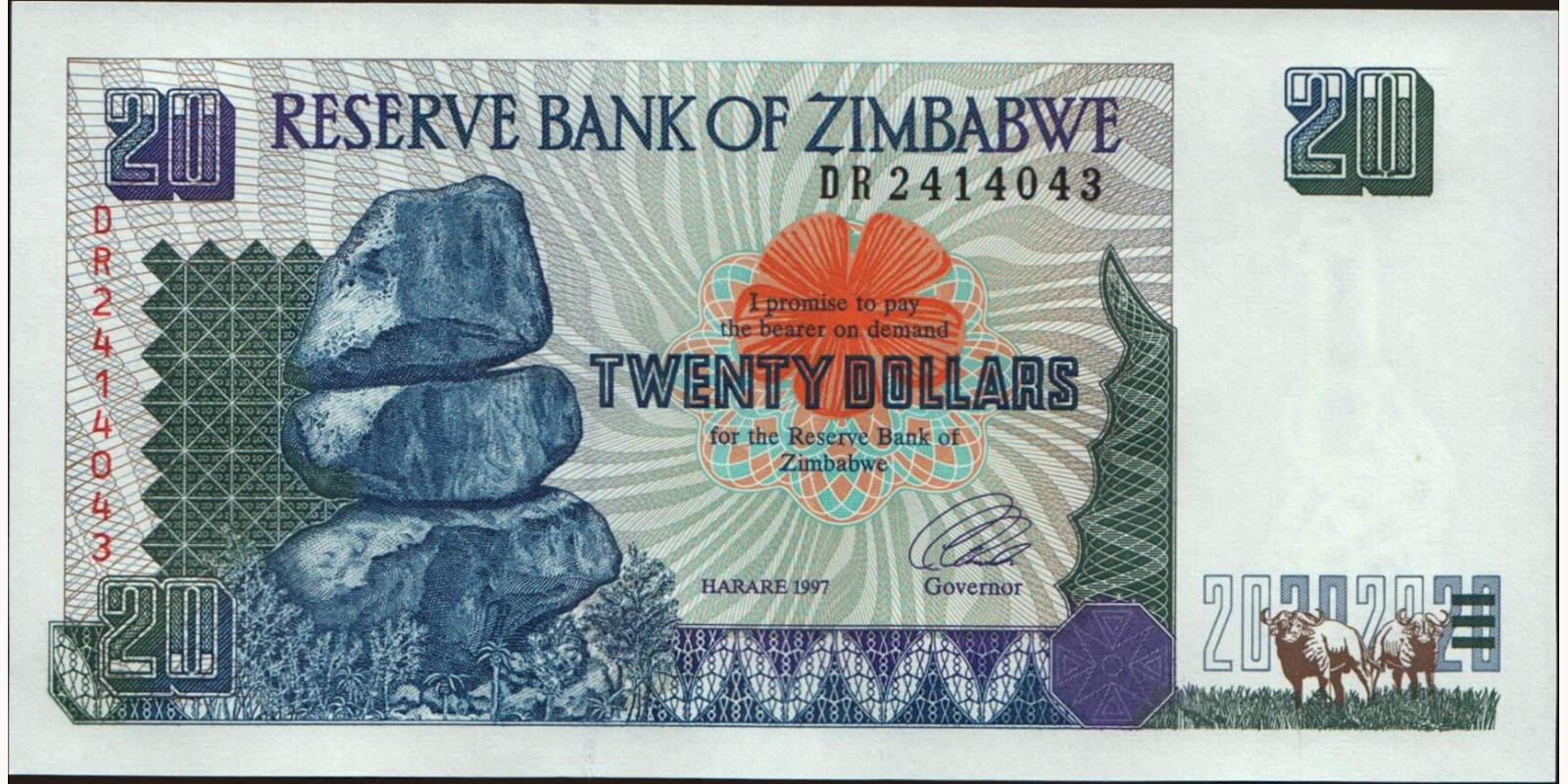 20 dollars Zimbabwe 1997 — Front side