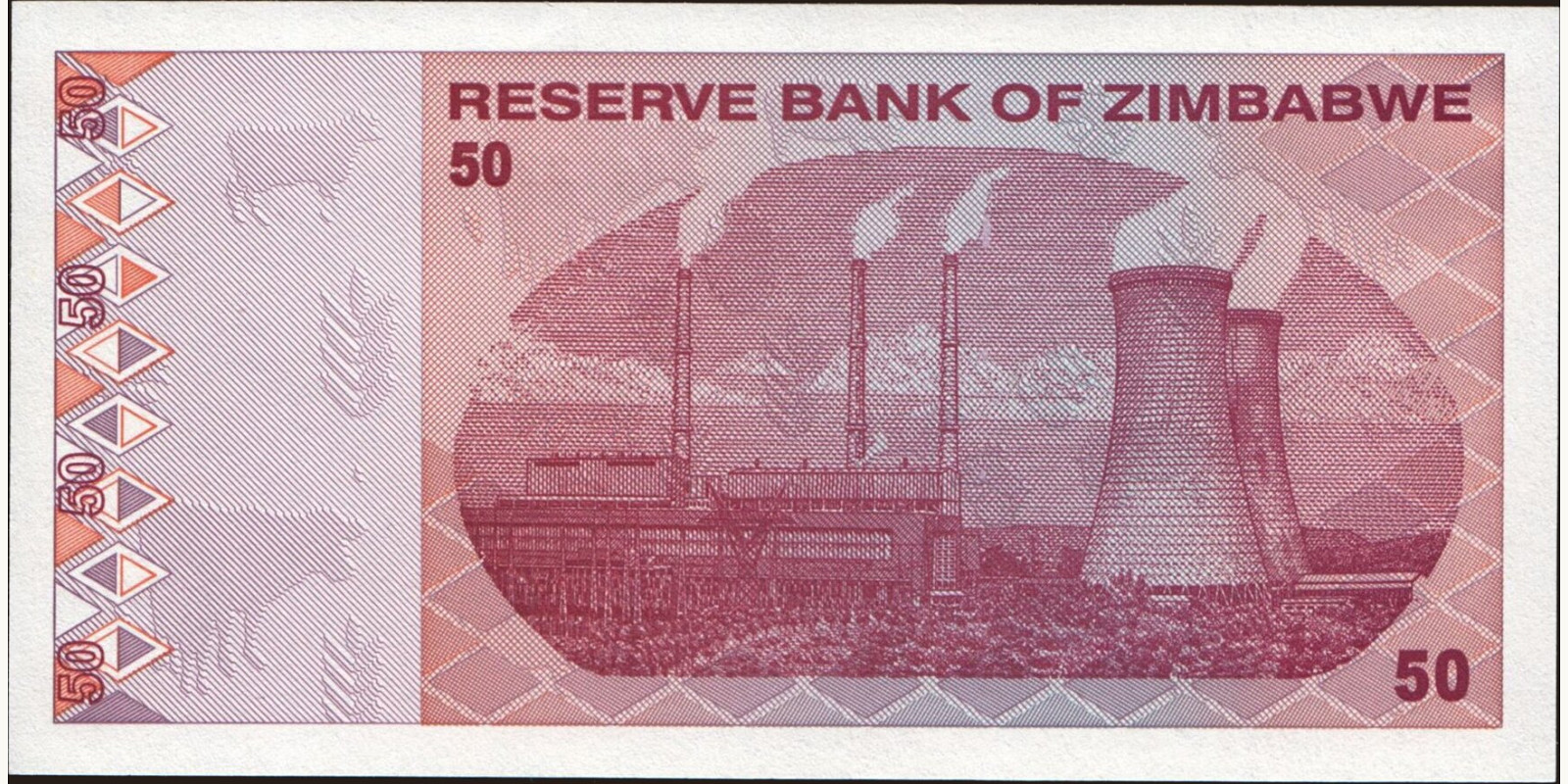50 dollars Зимбабве 2009 — Оборотная сторона