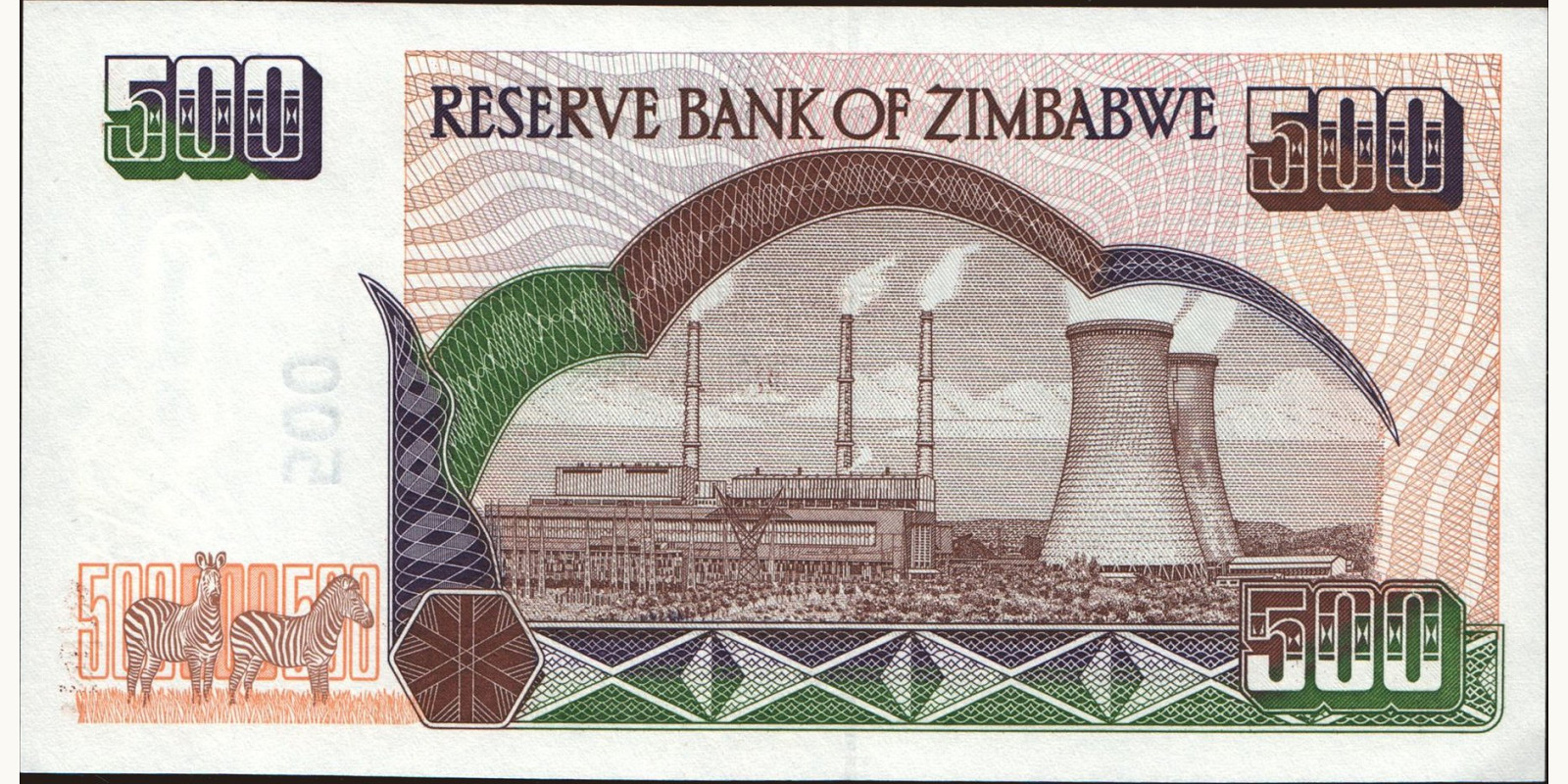500 dollars Zimbabwe 2004 — Back side