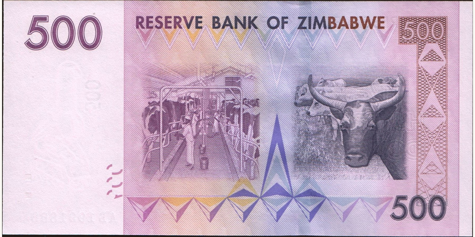 500 dollars Зимбабве 2007 — Оборотная сторона
